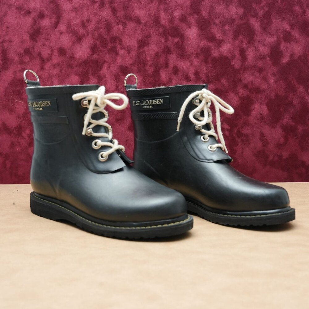 Ilse Jacobson Women Rub 2 Rain Wellies Lace Rubber Ankle Boots sz 9US EUR39